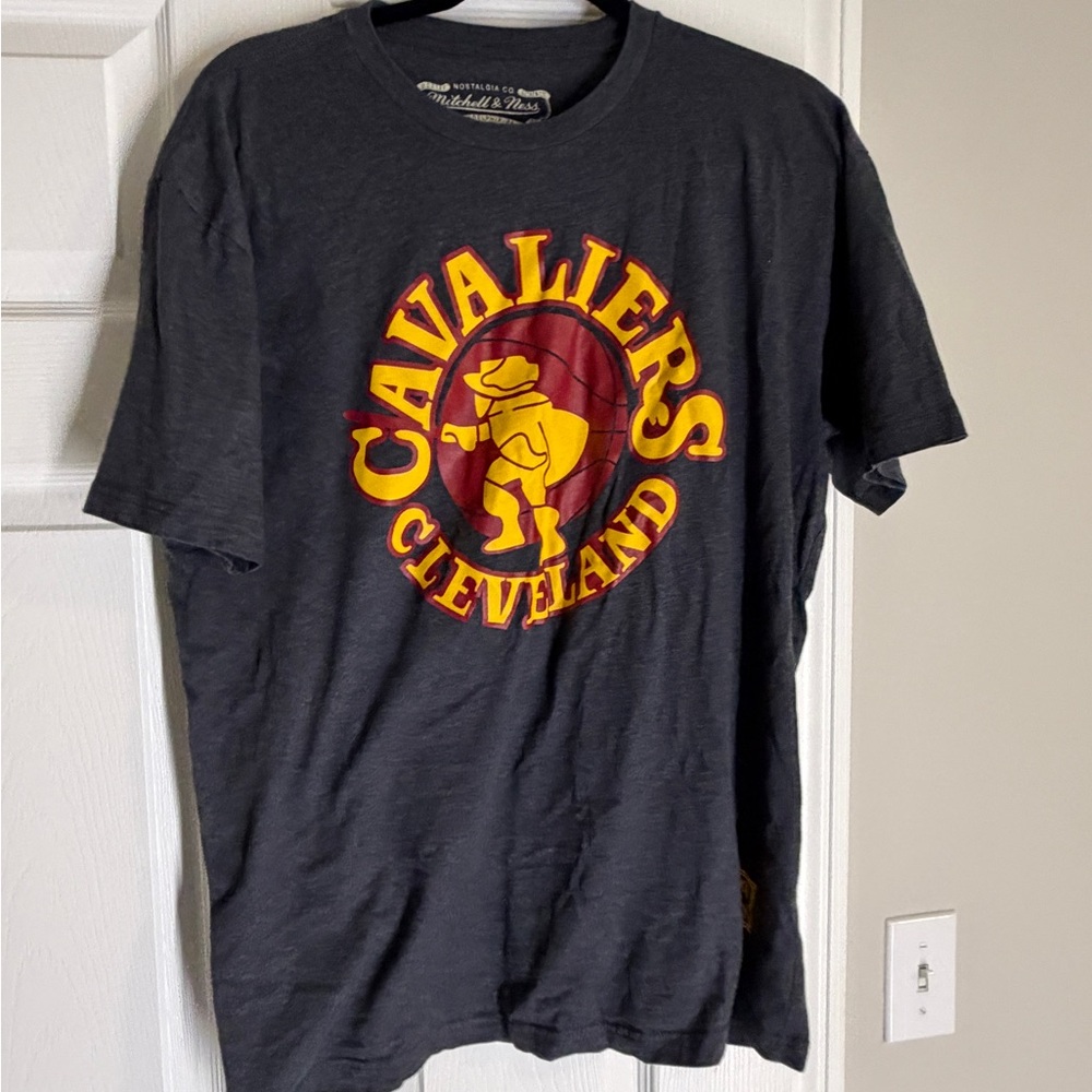 Mitchell & Ness Cleveland Cavaliers Black Tee with Yellow & Wine Logo